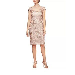 Alex Evenings Rose Gold Lace Dress